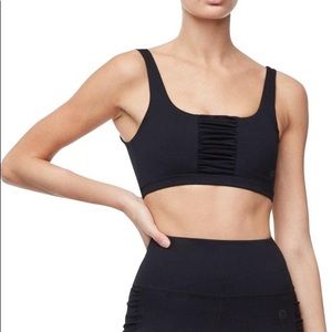 New Good American Black Ruched Sports Bra Size Small